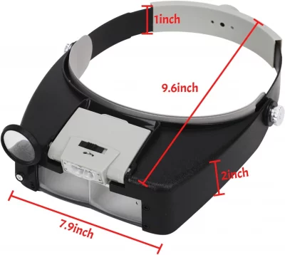 LED headband magnifier led lights with 1.5x up to 8x magnification