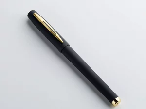 Alternative view of Rubber Coated Black and Gold Cozy Soft Touch Gel Pen – Free Custom Engraving Included