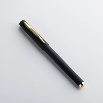Rubber Coated Black and Gold Cozy Soft Touch Gel Pen – Free Custom Engraving Included - Image 2