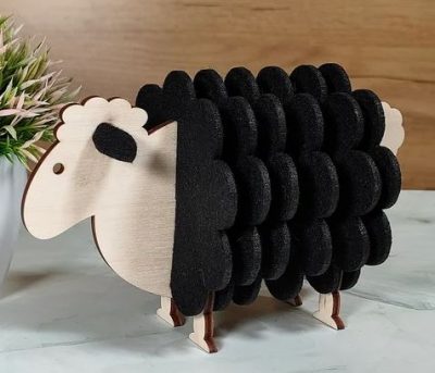 Set de Sous-Verres en Bois Forme Mouton – Découpe Laser Unique | Cadeau Déco Rustique pour Maison ou Bureau - Image 12