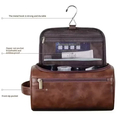 Personalized Leather Travel Toiletry Bag – Elegant Gift for Him or Her - Image 6