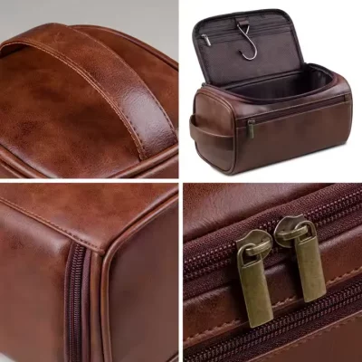 Personalized Leather Travel Toiletry Bag – Elegant Gift for Him or Her - Image 5