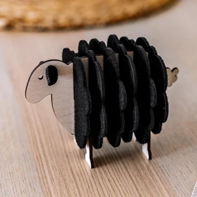 Set de Sous-Verres en Bois Forme Mouton – Découpe Laser Unique | Cadeau Déco Rustique pour Maison ou Bureau - Image 3
