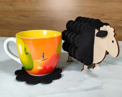 Set de Sous-Verres en Bois Forme Mouton – Découpe Laser Unique | Cadeau Déco Rustique pour Maison ou Bureau - Image 8