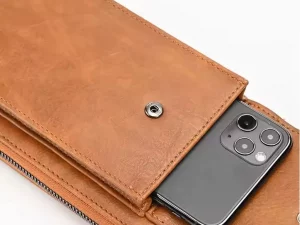 leather crossbody bag multifunctional large capacity shoulder purses zipper closure fashionable short phone5
