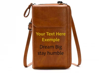 leather crossbody bag multifunctional large capacity shoulder purses zipper closure fashionable short phone5