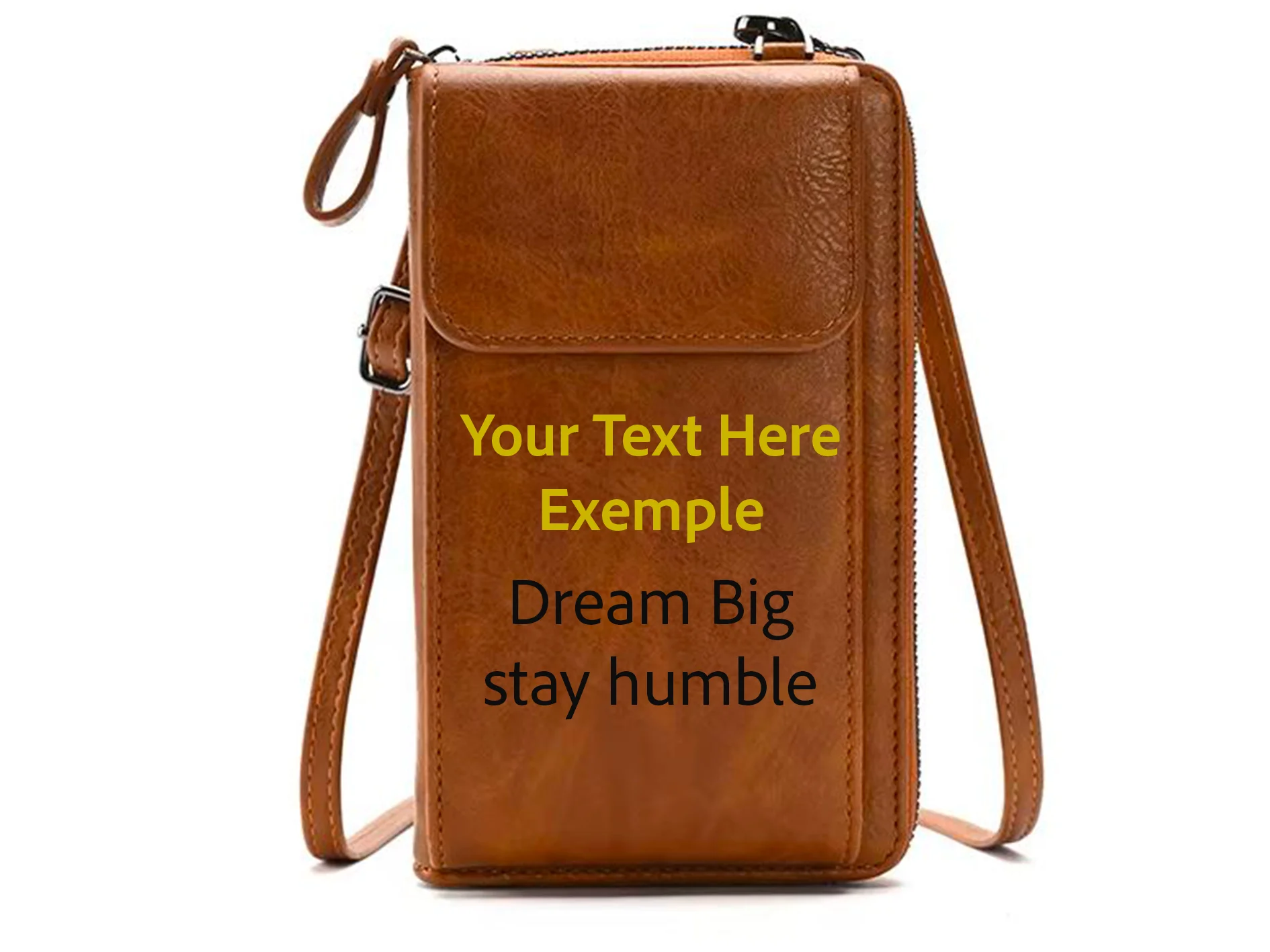 leather crossbody bag multifunctional large capacity shoulder purses zipper closure fashionable short phone5