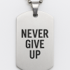 Tell your story or share your message with this personalized stainless steel military pendant.