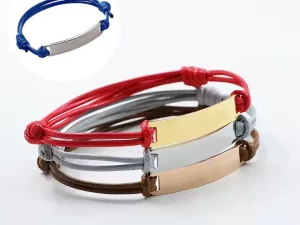 Engraving Personalized ID logo Bracelet Stainless Steel Silver 18k Gold Rectangular Stamping Blanks bar Charm Macrame Bracelets4