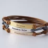 Engraving Personalized ID logo Bracelet Stainless Steel Silver 18k Gold Rectangular Stamping Blanks bar Charm Macrame Bracelets4