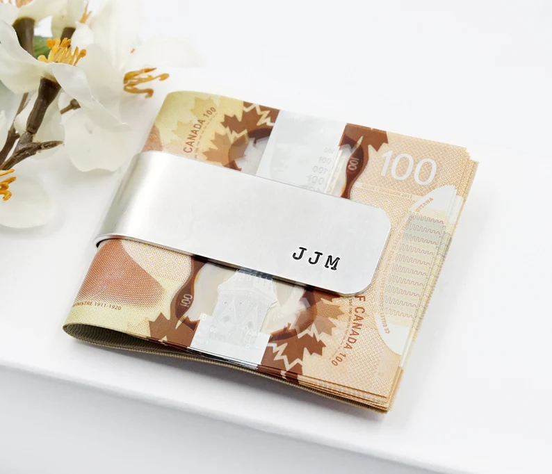 Looking for the perfect gift for him? This Stainless Steel Slim Money Clip with Leather offers a blend of modern style and practical function