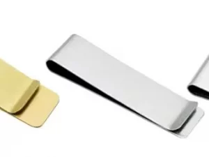 Stainless Steel Slim Money Clip – Credit Card & Cash Holder with Leather | Engraved Personalized Gift for Men