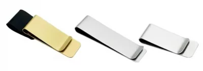 Stainless Steel Slim Money Clip – Credit Card & Cash Holder with Leather | Engraved Personalized Gift for Men