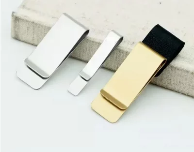 Stainless Steel Slim Money Clip – Credit Card & Cash Holder with Leather | Engraved Personalized Gift for Men - Image 6