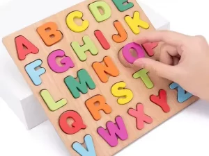 Wooden Alphabet & Number Puzzle Board – Montessori 3D Educational Toy for Kids