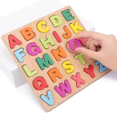 Wooden Alphabet & Number Puzzle Board – Montessori 3D Educational Toy for Kids